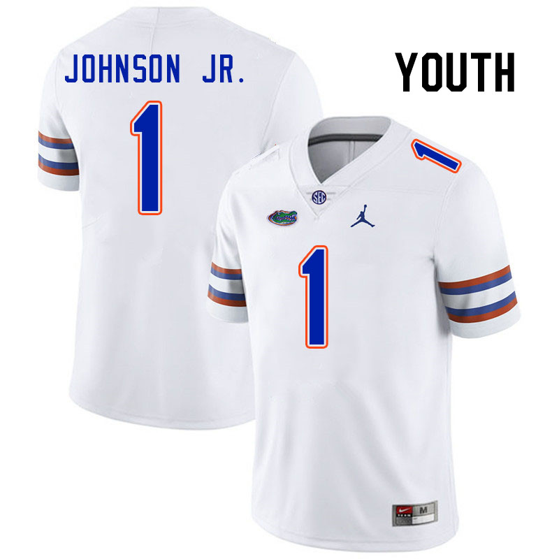 Youth #1 Montrell Johnson Jr. Florida Gators College Football Jerseys Stitched-White